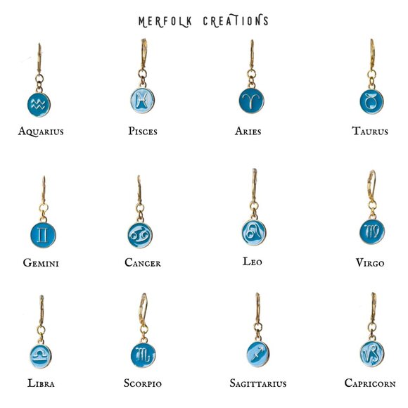 Dainty Astrology Sign Earrings | All Zodiac Signs - Picture 7 of 11